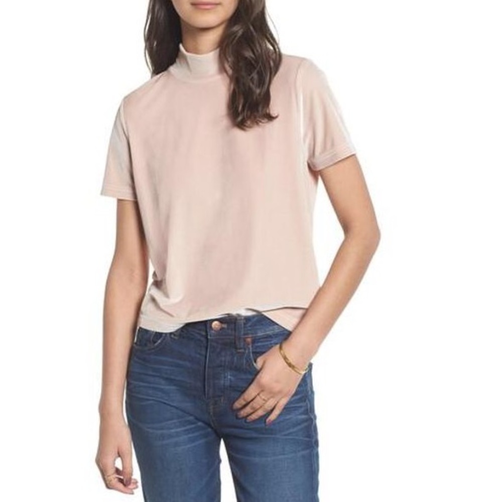Madewell Women’s Velvety Mock-neck Top in Peach Pink